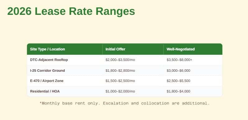 cell tower lease rates centennial